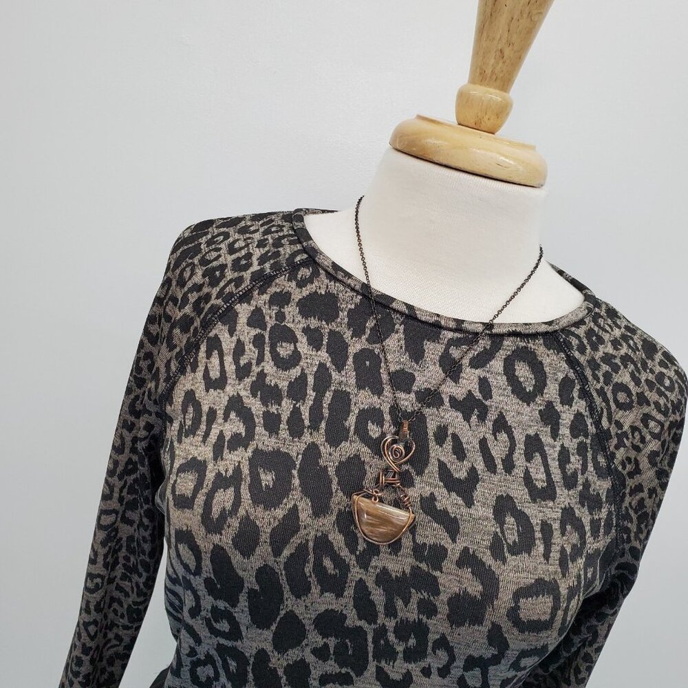 ZARA Leopard Print Long Sleeve Knit Top Pullover Animal Print Shirt‎ Size S - Picture 6 of 14